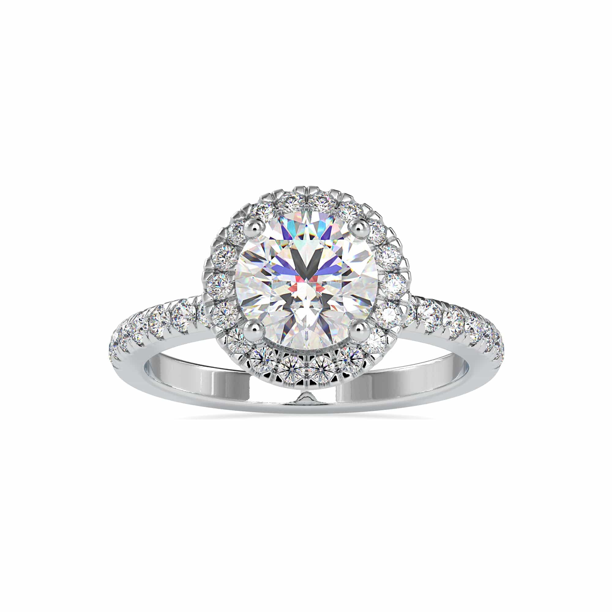 0.30 cts Solitaire Double Halo Diamond Twisted Shank Platinum Ring JL